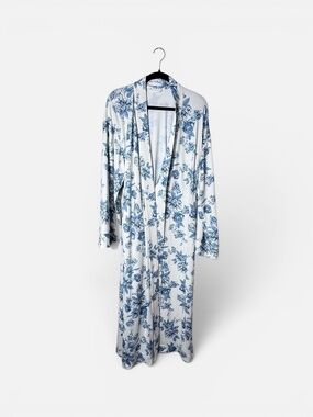 Mason Grey Blue Floral Maxi Robe Size Medium (Note Flaw) (P)